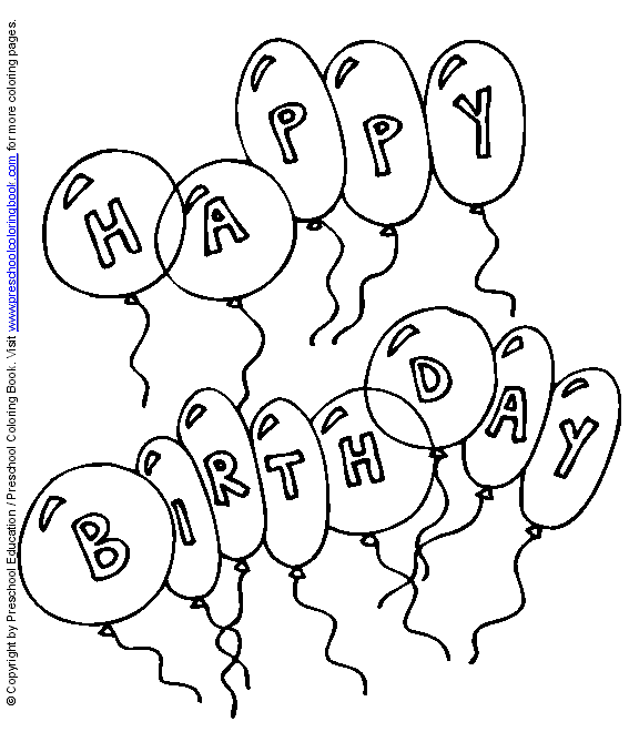 www.preschoolcoloringbook.com / Happy Birthday Coloring Page