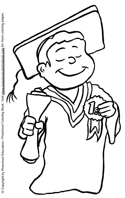 www.preschoolcoloringbook.com / Graduation Coloring Page