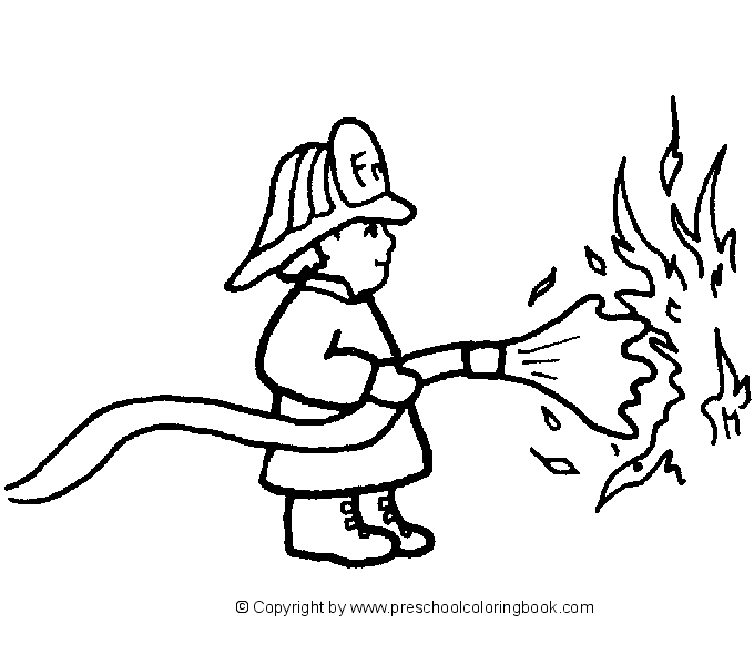 www.preschoolcoloringbook.com / Fire Safety Coloring Page