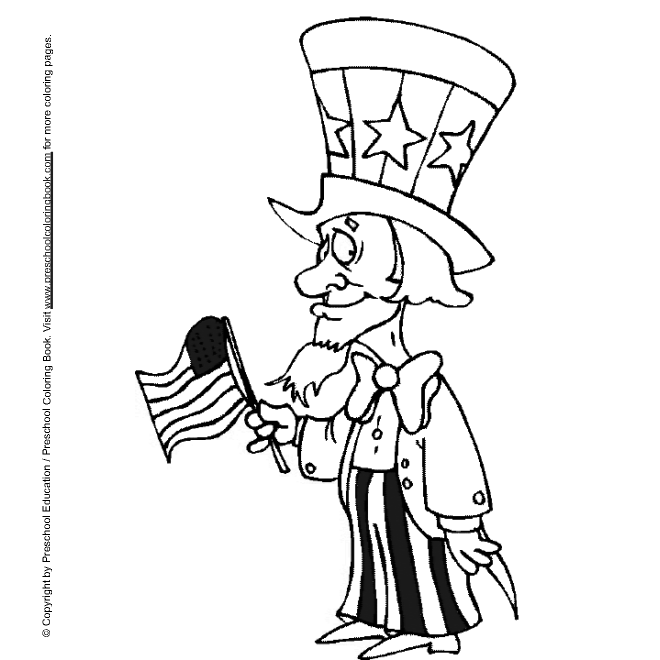 www.preschoolcoloringbook.com / 4th of July/ Flag Day Coloring Page